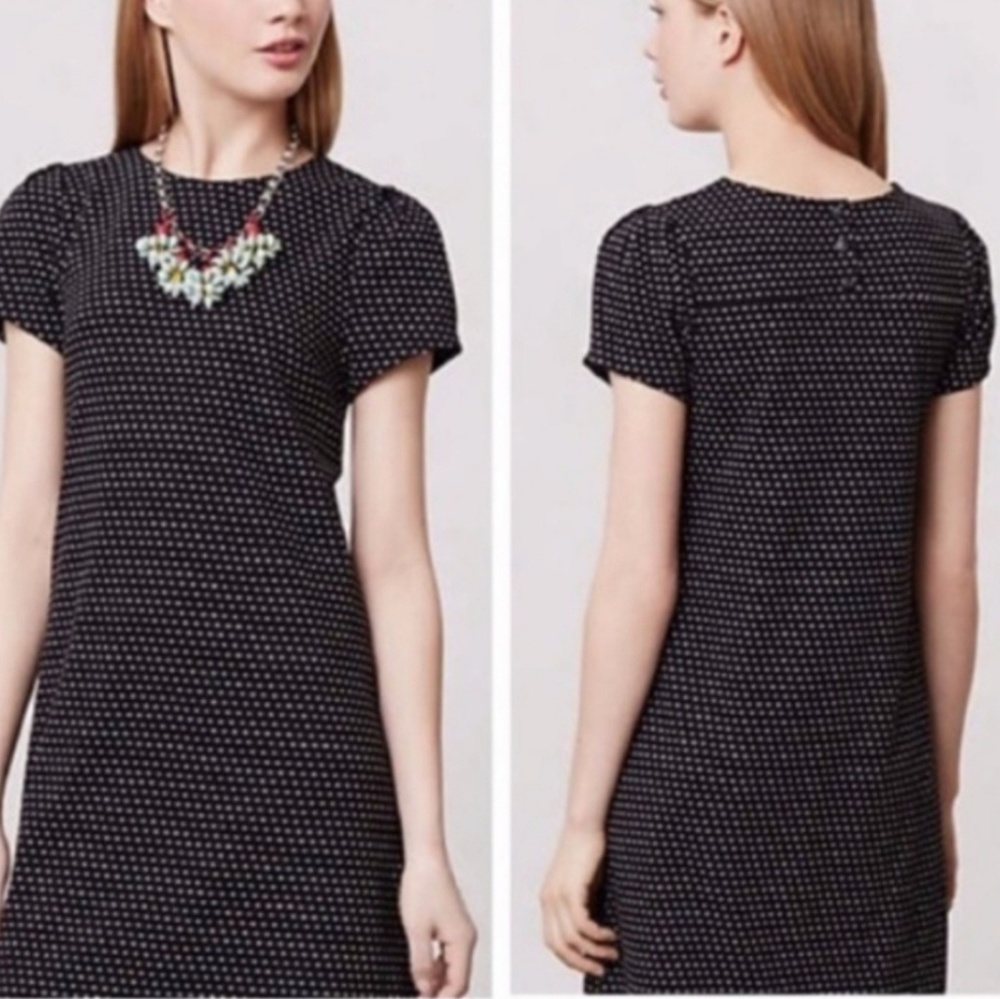Anthropologie MAEVE Black Polka Dot Dress Sz XS